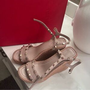 Valentino Women's Pink Studded Espadrille Sandals